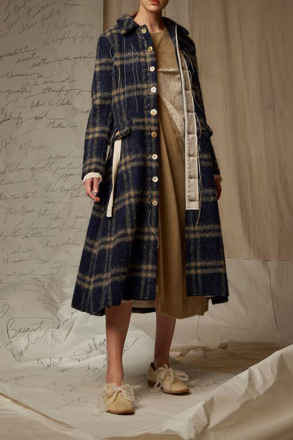 A Tentative Atelier long speaker grid flower sewing jacket A2223380
